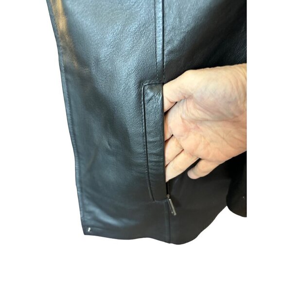 Croft & Barrow Leather Jacket Black Women Medium Zip-in Quilted Lining - Picture 4 of 11